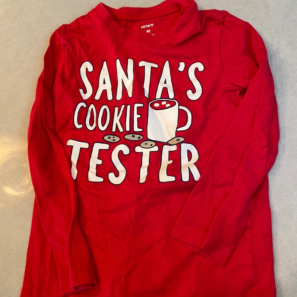 Carter’s Christmas shirt size 4T “Santa’s Cookie Tester”
